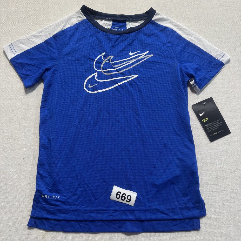 Nike‎ DRI-FIT crew neck T-Shirt Boys Sz7 Blue Brand New
